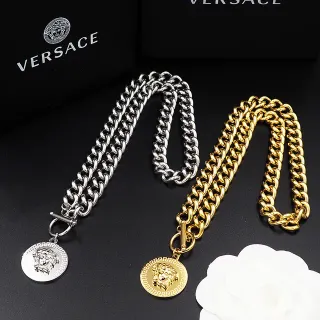 Versace 银金色 曲链 美杜莎吊坠 项链