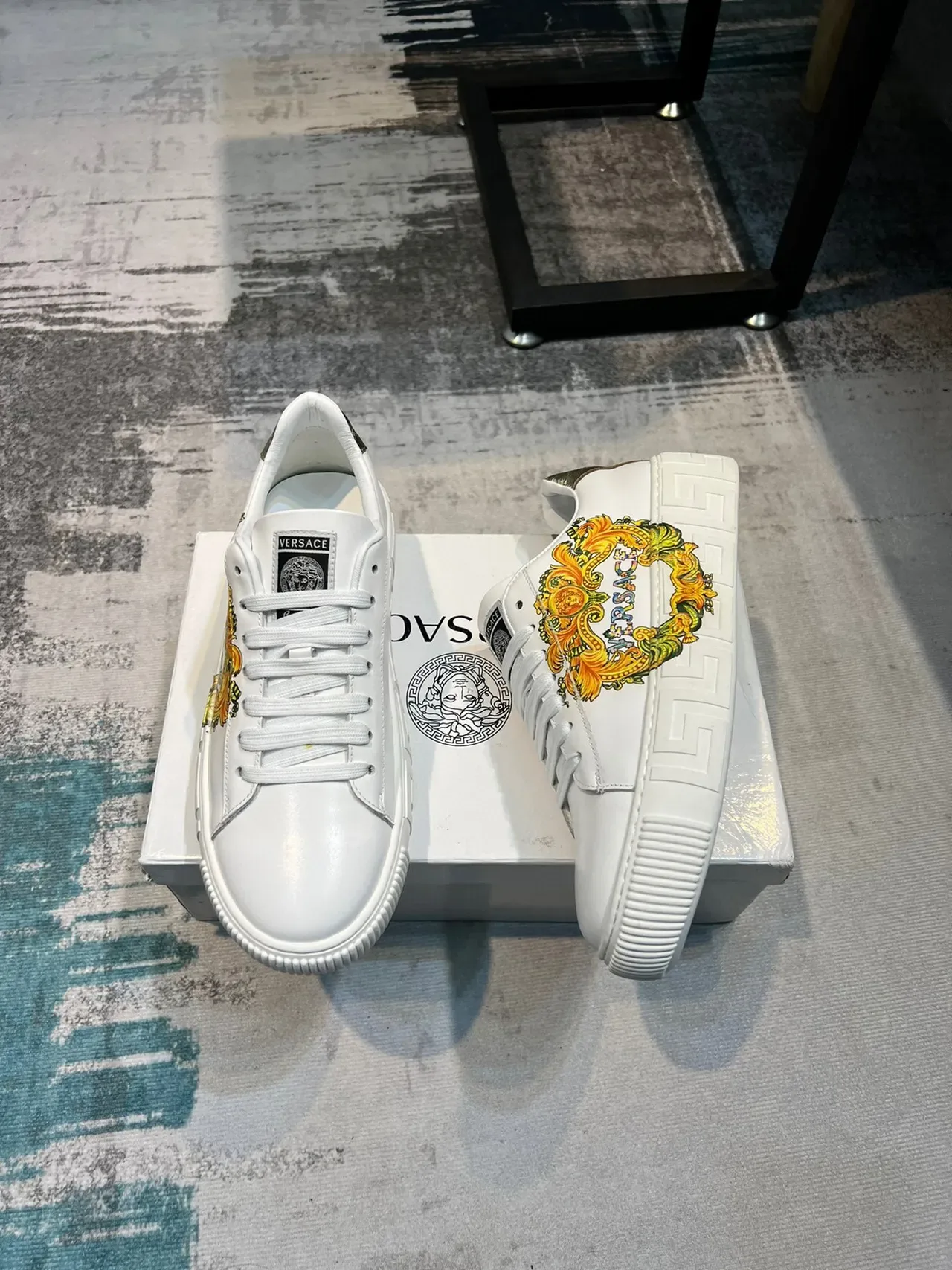 Versace White Gold Tênis Lifestyle de Boca Baixa com Solado de Plataforma 5