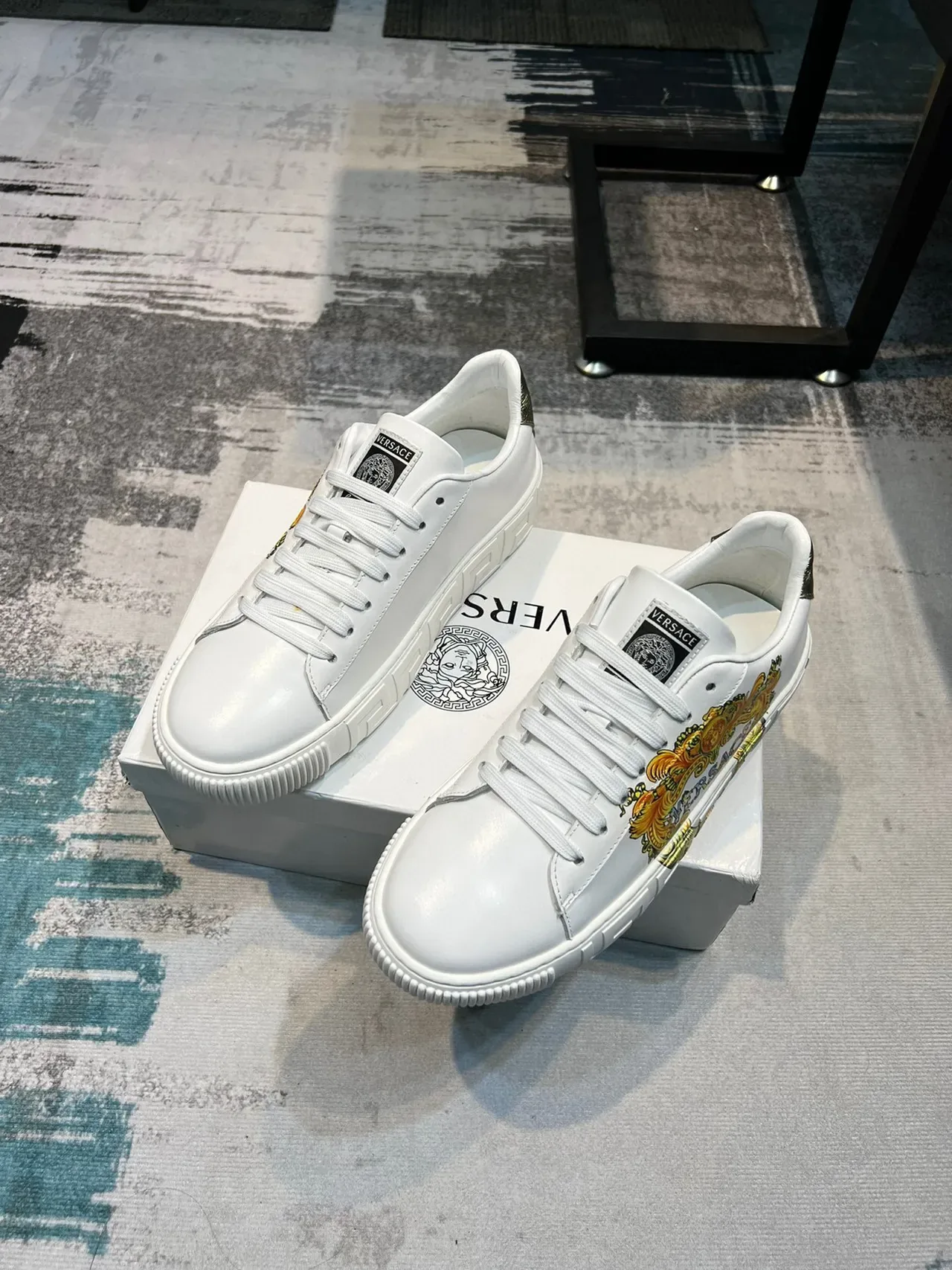Versace White Gold Tênis Lifestyle de Boca Baixa com Solado de Plataforma 6