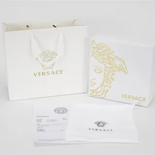 Versace সাদা সোনালি কাগজের ব্যাগ ফয়েল মেডুসা লোগো হ্যান্ডব্যাগ