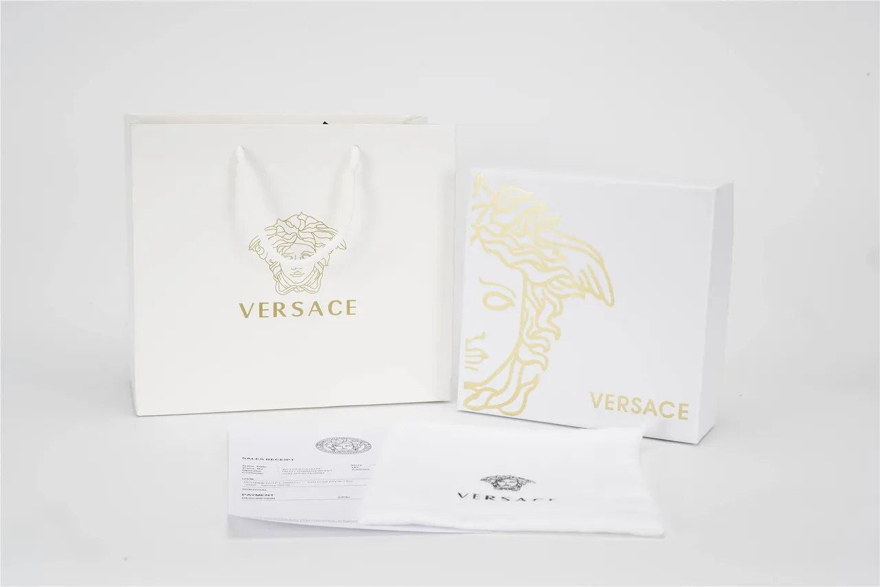Versace Bolsa de Papel Branco Dourado Foil Medusa Logo 5