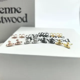 Vivienne Westwood Orb Gold Black Motif Stud Earrings