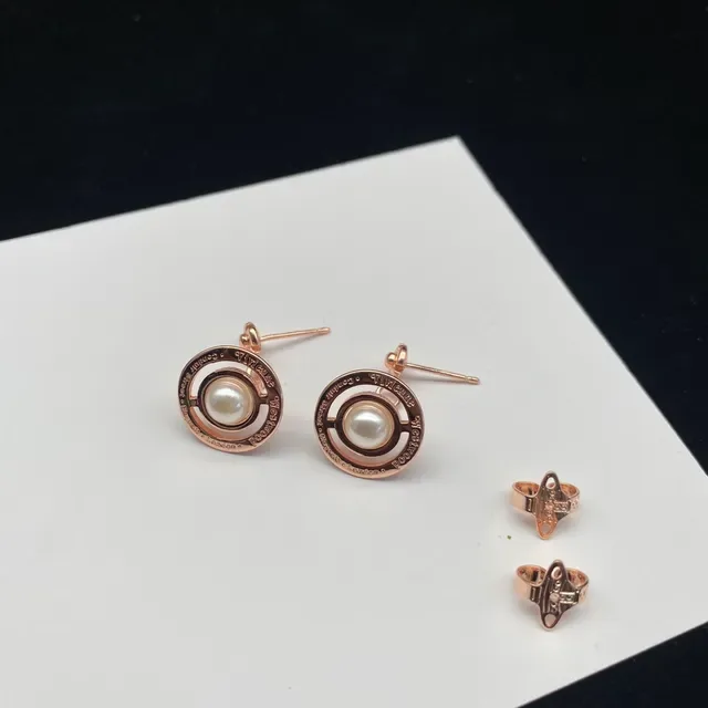 Vivienne Westwood Orb Pearl Black Gold Metallic Frame Central Cultured Earrings 3