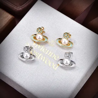 Vivienne Westwood Orb Pearl Gold Silver Frame Central Cultured Earrings