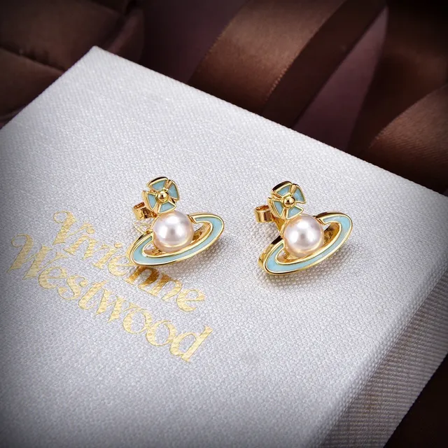Vivienne Westwood Boucles d'Oreilles Perles Sphériques Cadre Or Argent Centrales Cultivées 4
