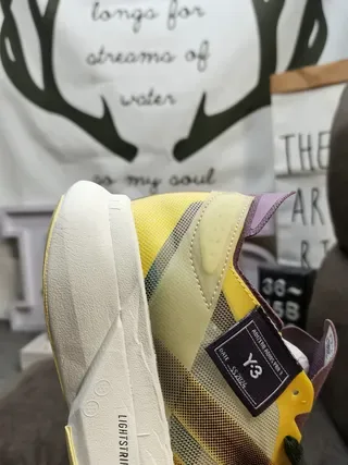Y-3 Yellow Purple Mesh Upper Sculpted White Midsole Lifestyle Sneakers 3