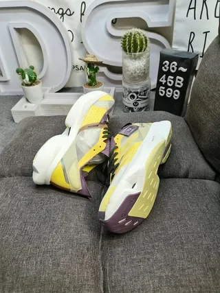 Y-3 Yellow Purple Mesh Upper Sculpted White Midsole Lifestyle Sneakers 6