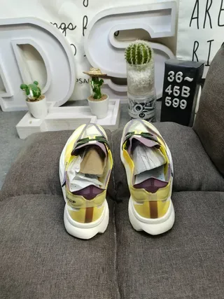 Y-3 Yellow Purple Mesh Upper Sculpted White Midsole Lifestyle Sneakers 8