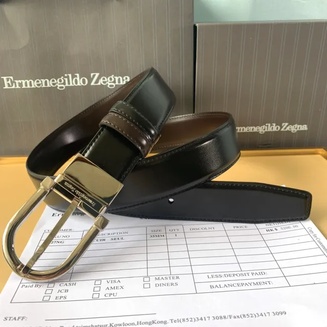 Ermenegildo Zegna Cinto de couro reversível de duas cores 3