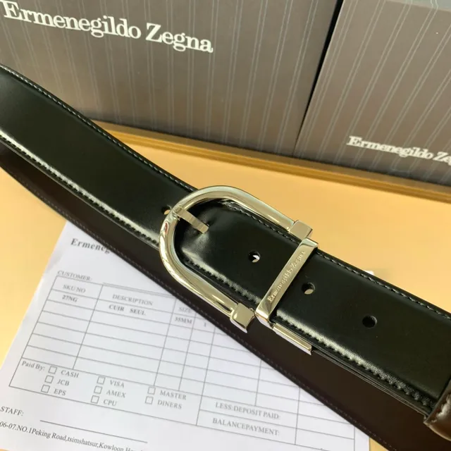 Ermenegildo Zegna Cinto de couro reversível de duas cores 5