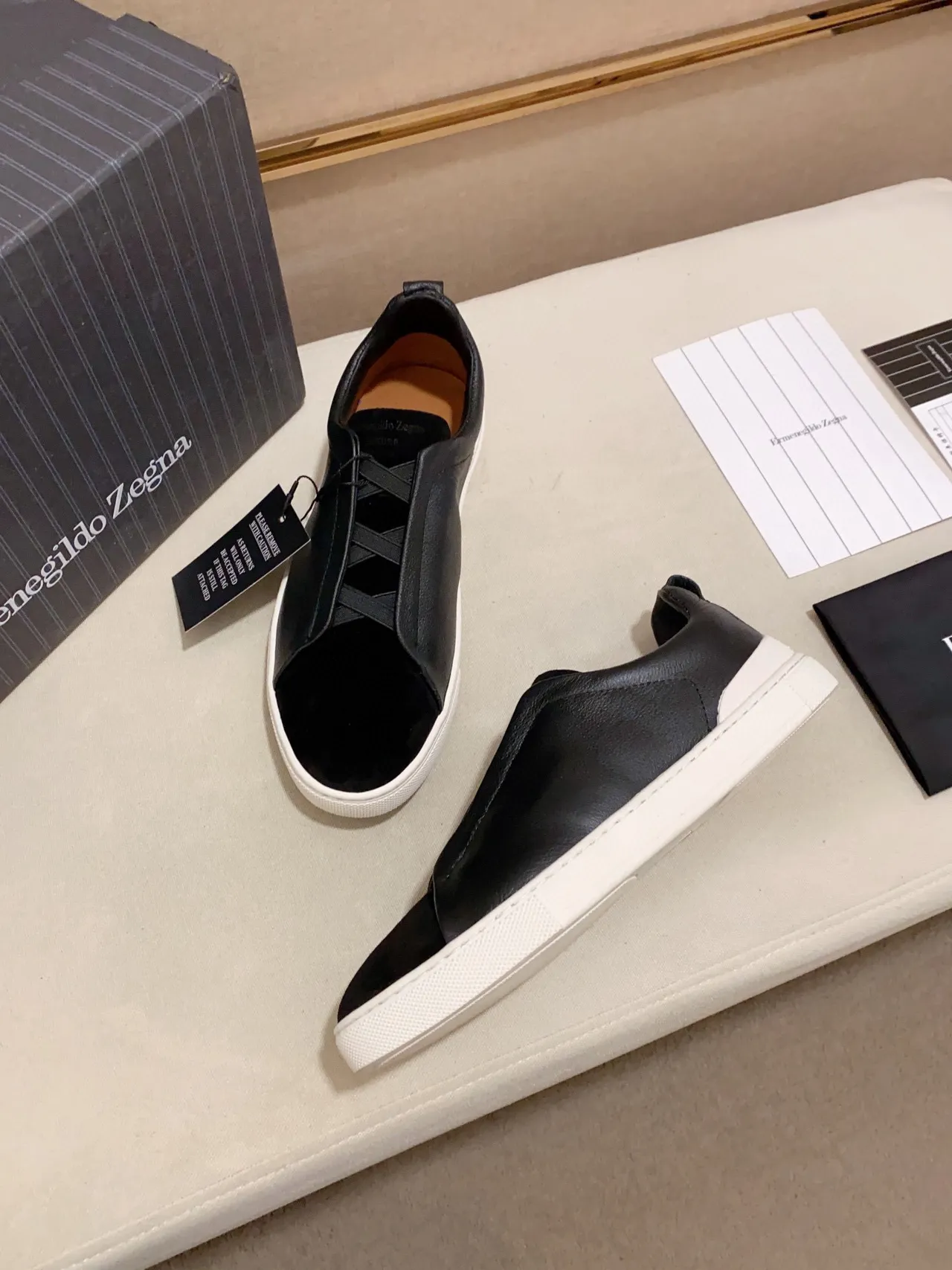 Zegna sneaker lifestyle slip-on en cuir et daim noir 4
