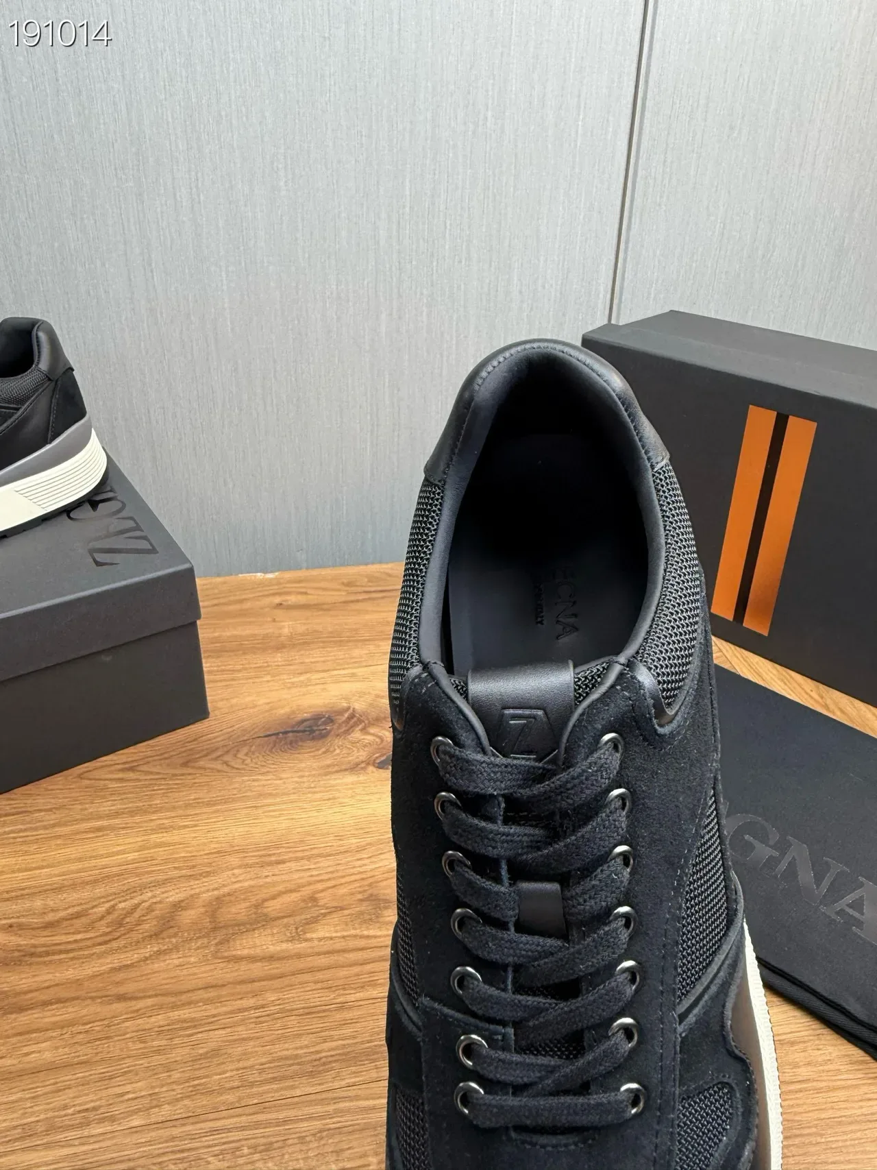 Zegna Preto Branco Material Misto Superior Malha E Painéis De Camurça Tênis Lifestyle 5