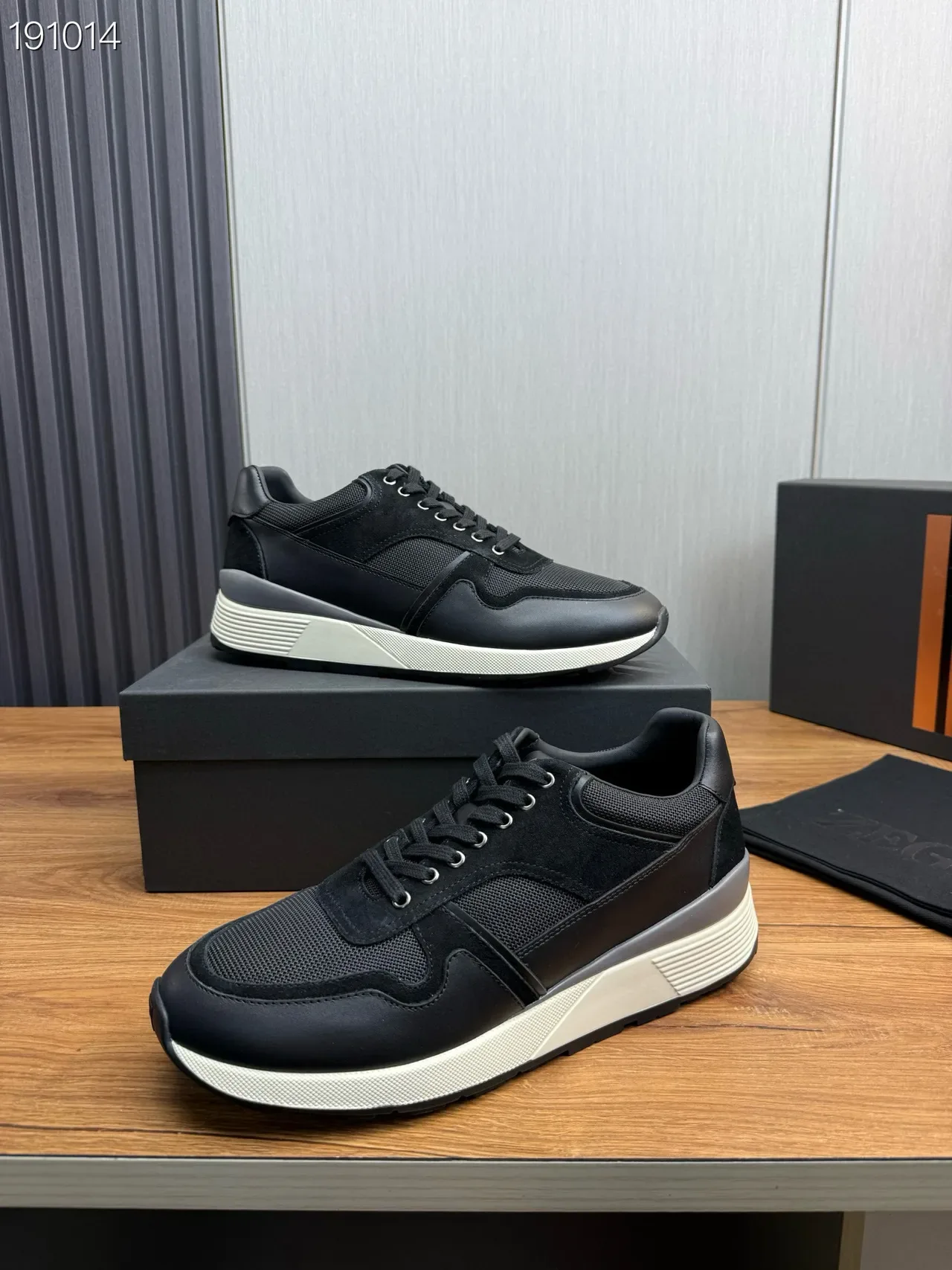 Zegna Preto Branco Material Misto Superior Malha E Painéis De Camurça Tênis Lifestyle 6