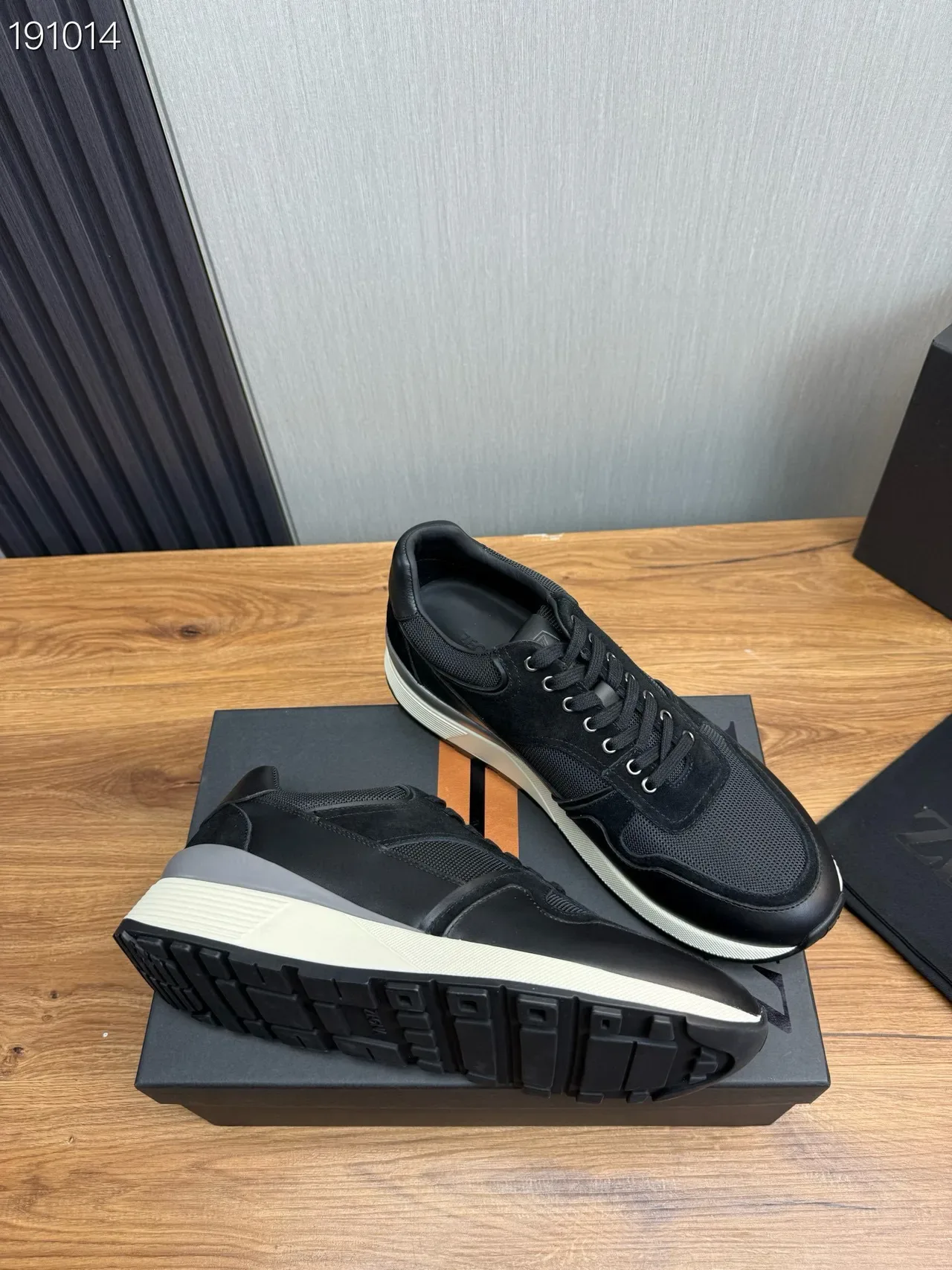 Zegna Preto Branco Material Misto Superior Malha E Painéis De Camurça Tênis Lifestyle 7