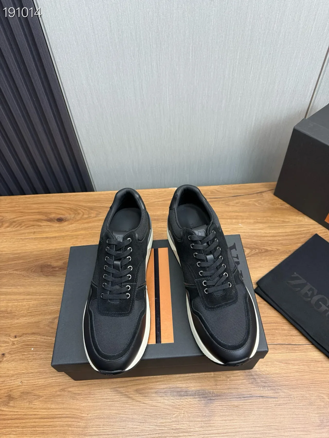 Zegna Preto Branco Material Misto Superior Malha E Painéis De Camurça Tênis Lifestyle 8