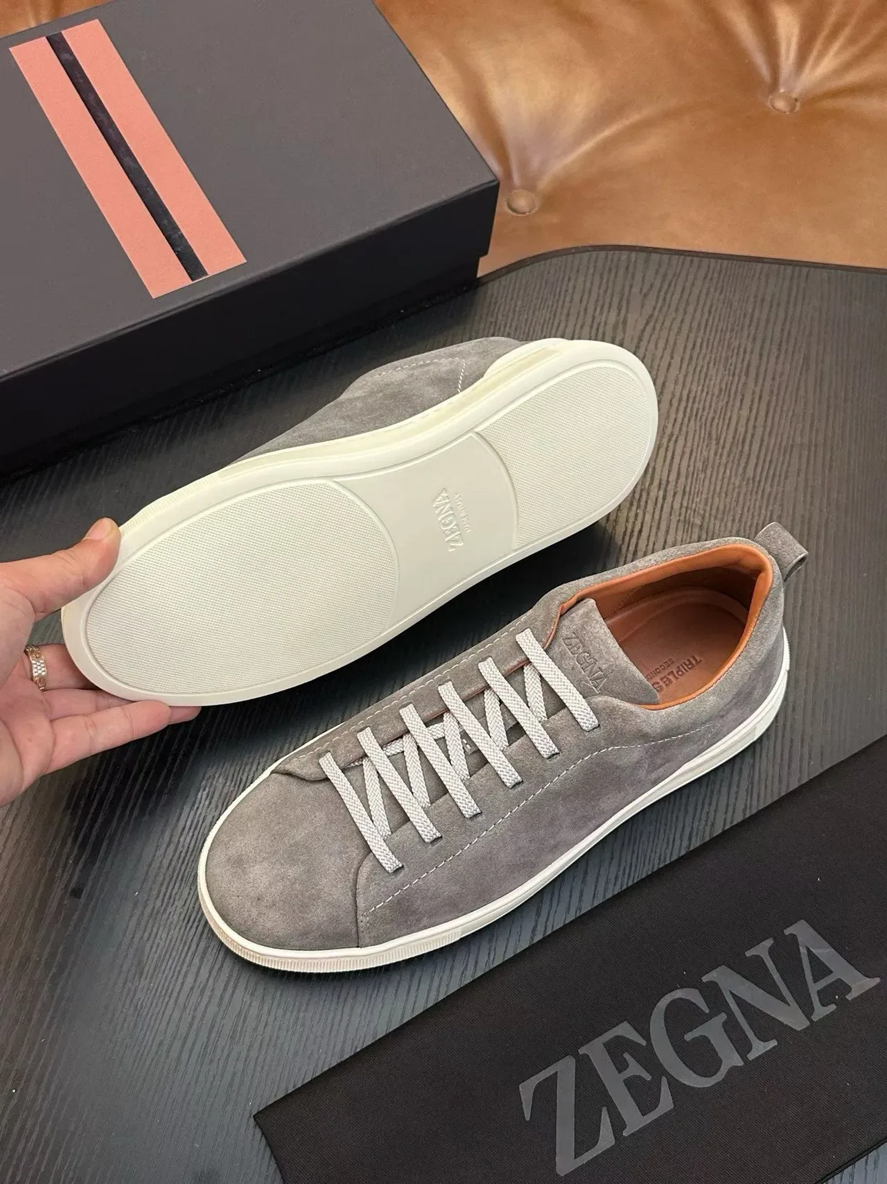 Zegna Gray Suede Lifestyle Sneaker 2