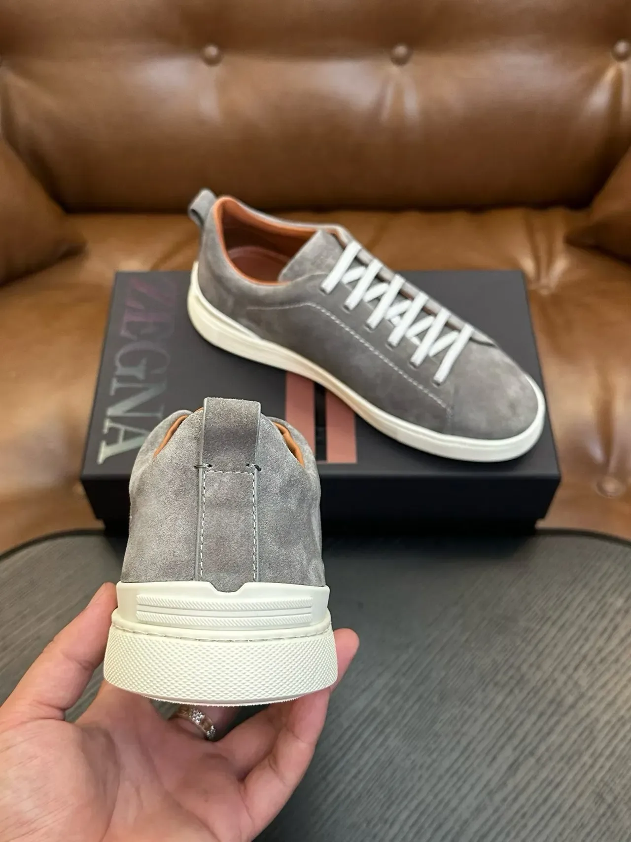 Zegna Gray Suede Lifestyle Sneaker 3