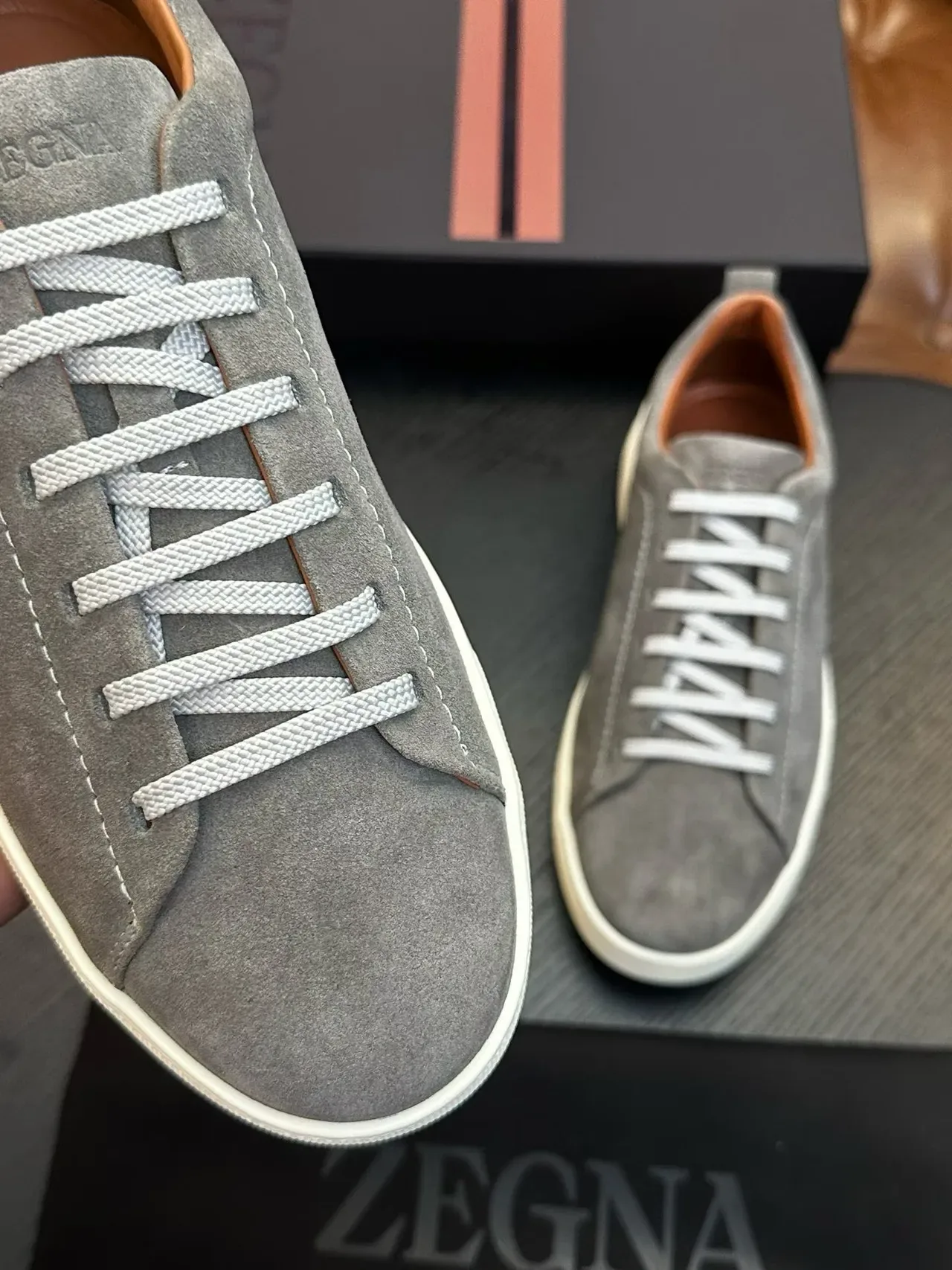 Zegna Gray Suede Lifestyle Sneaker 4