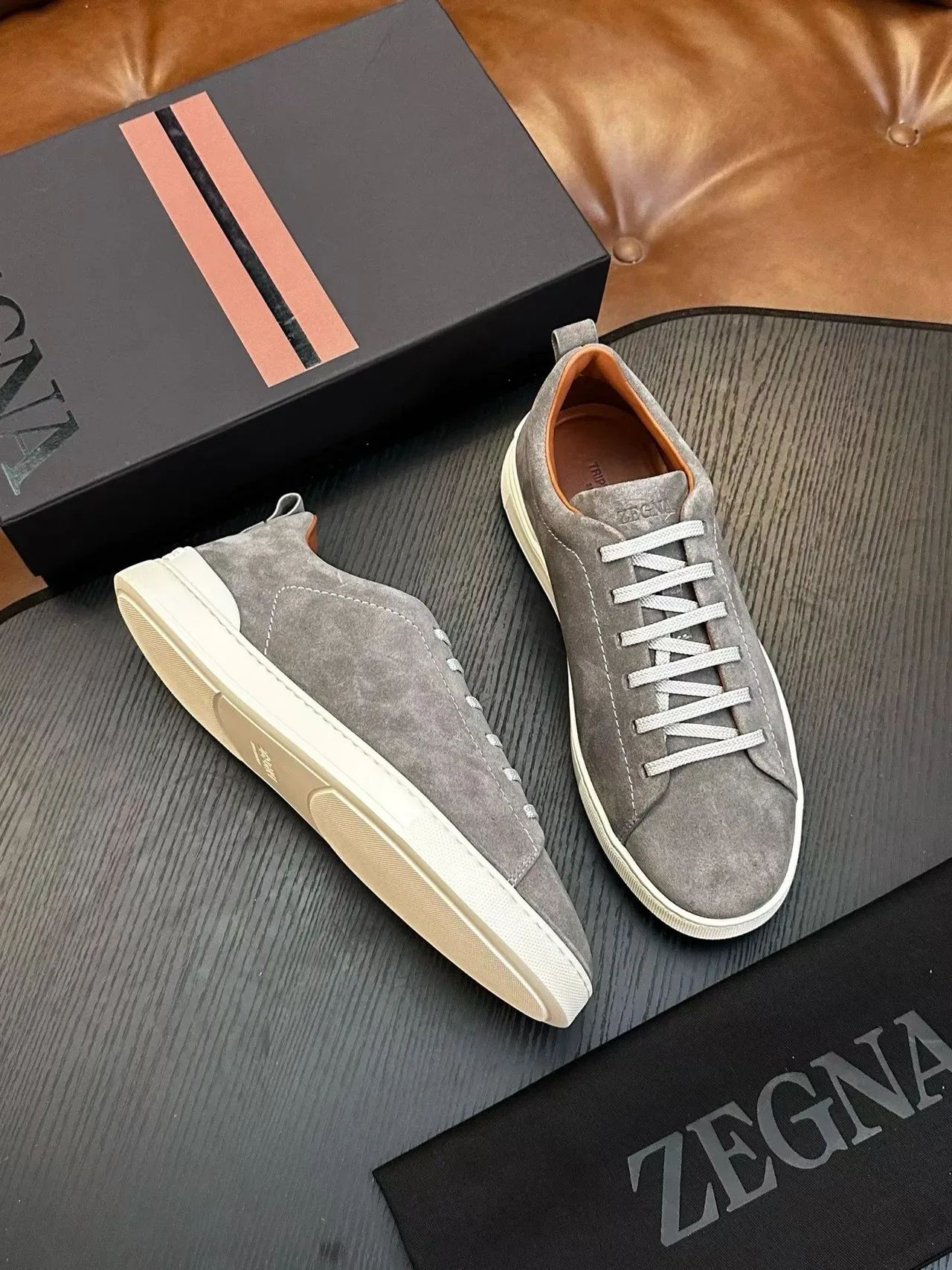 Zegna Gray Suede Lifestyle Sneaker 5
