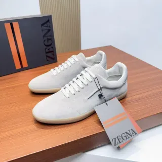 Zegna Gray Suede Low-Top Lifestyle Sneakers