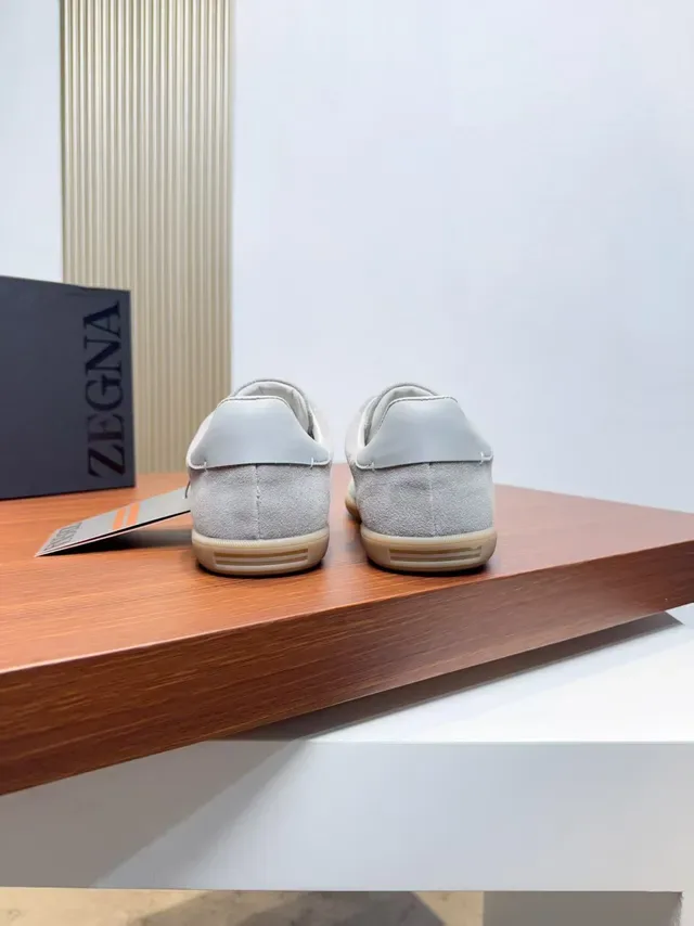 Zegna Baskets Lifestyle en Daim Gris basses 3