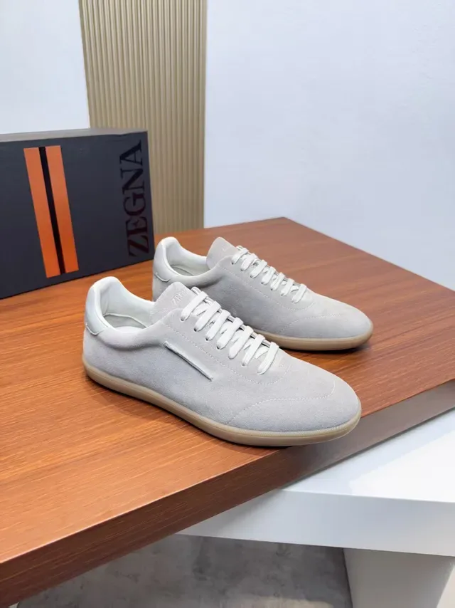Zegna Baskets Lifestyle en Daim Gris basses 4