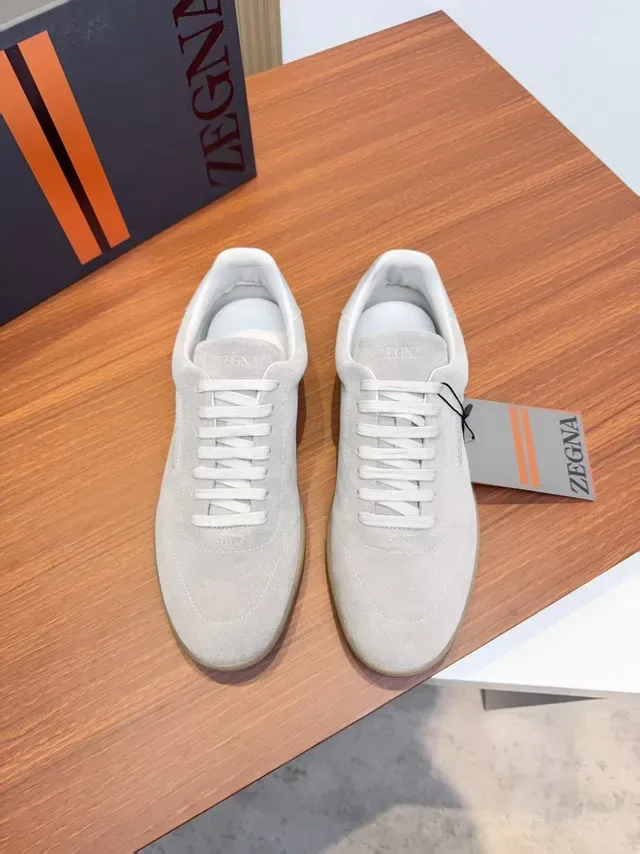 Zegna Baskets Lifestyle en Daim Gris basses 5