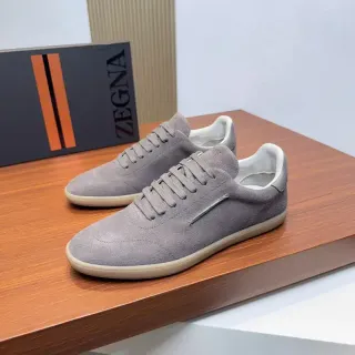 Zegna Gray Suede Minimalist Lifestyle Sneakers