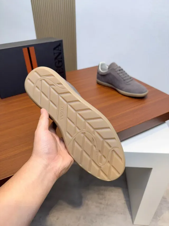 Zegna Gray Suede Minimalist Lifestyle Sneakers 2