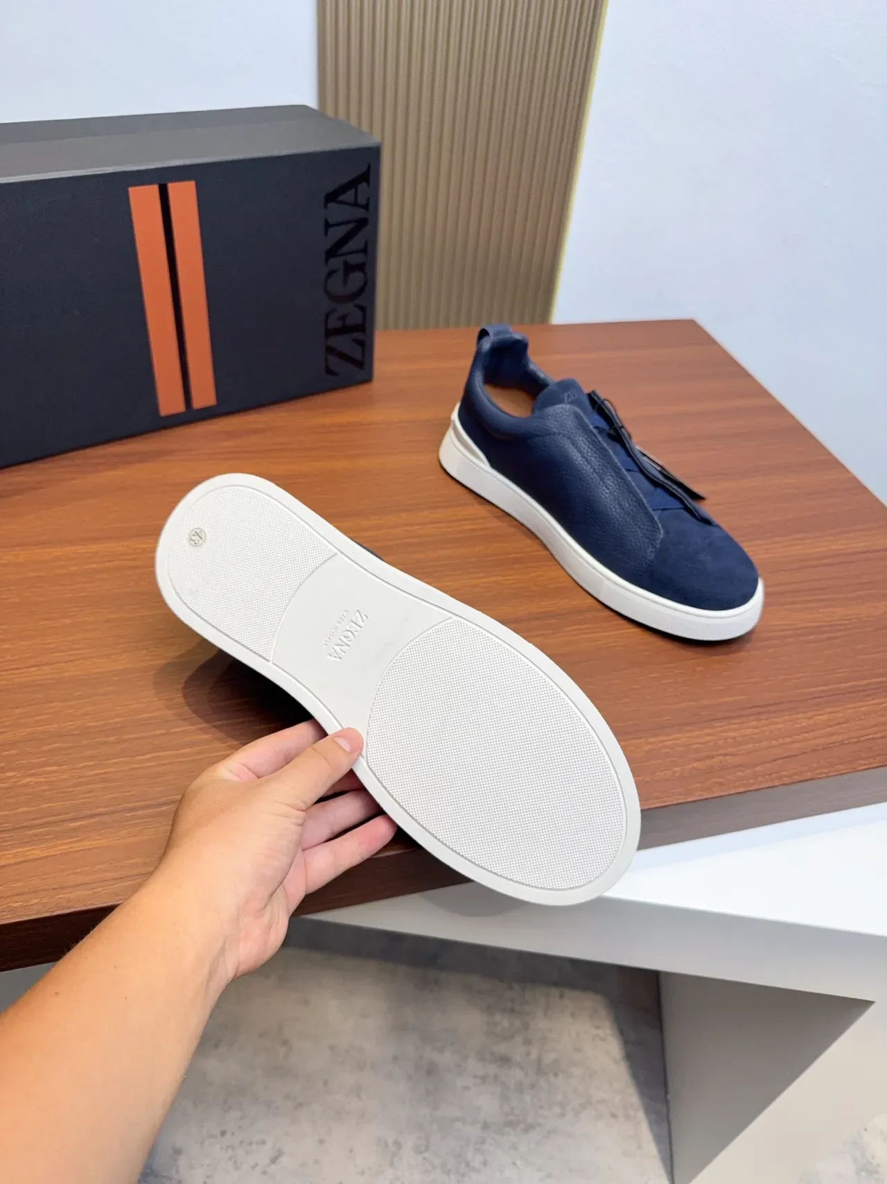 Zegna Zapatilhas Navy Blue Sem Cadarço Slip-On Lifestyle 2
