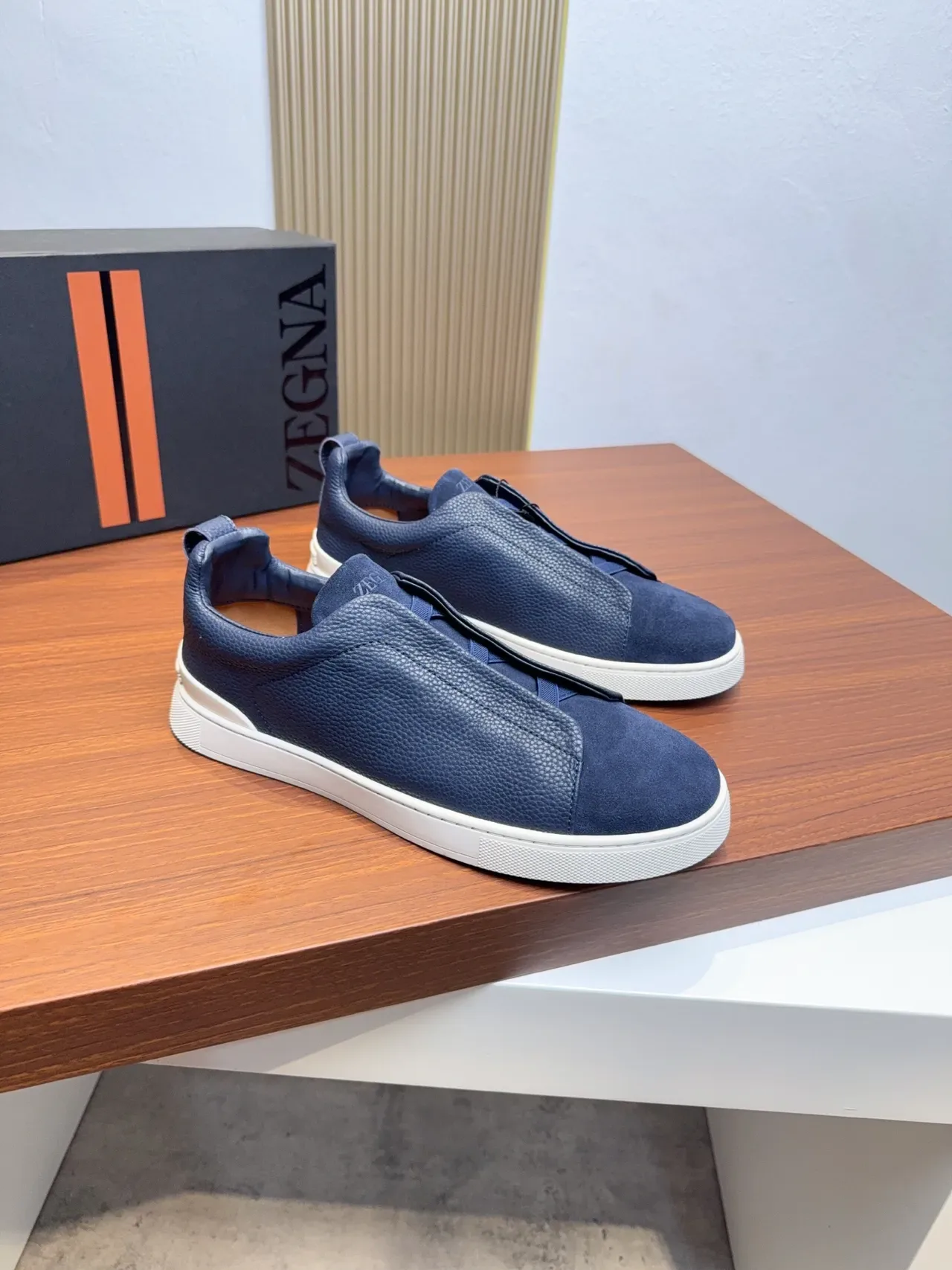 Zegna Zapatilhas Navy Blue Sem Cadarço Slip-On Lifestyle 4