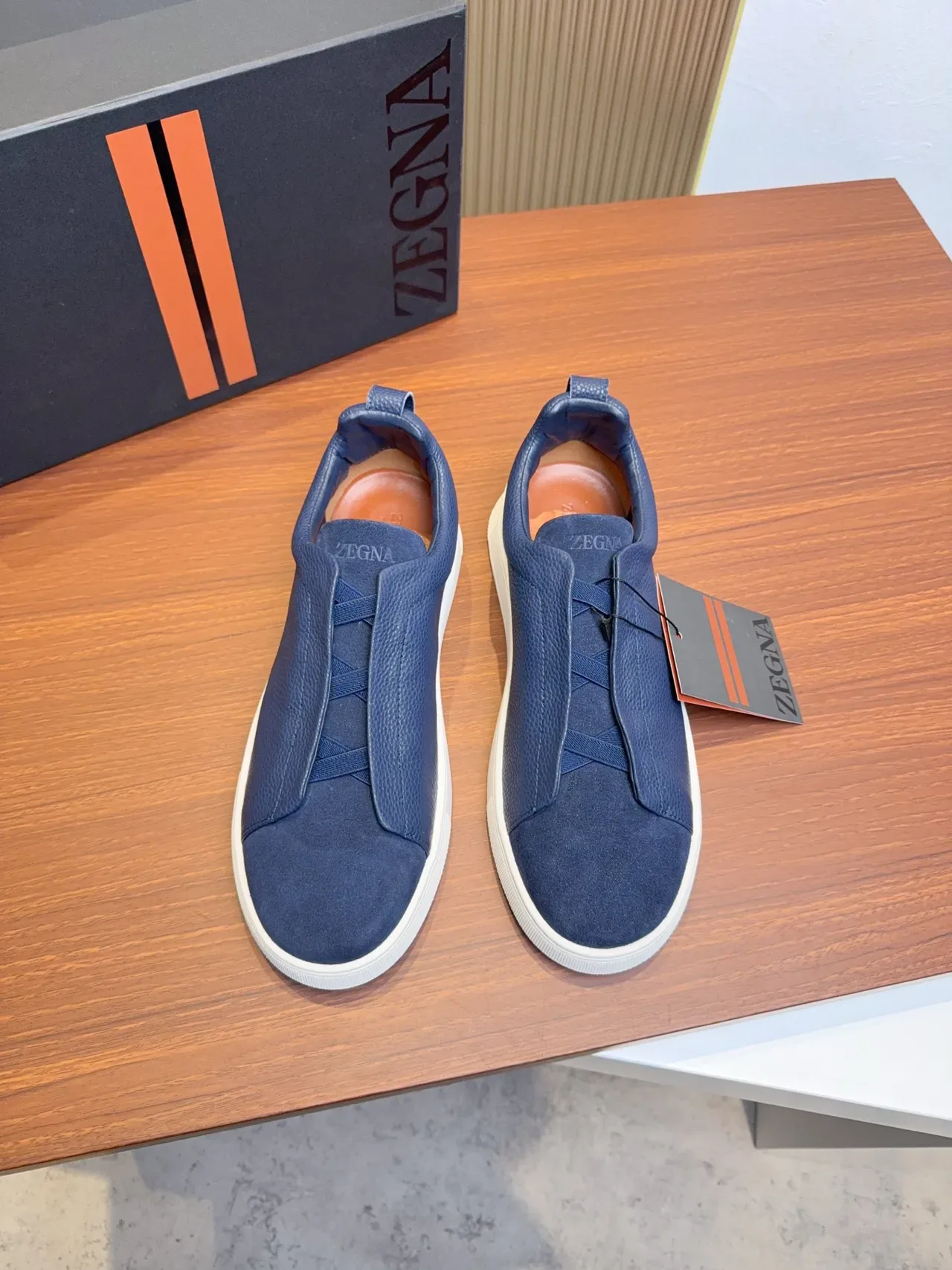 Zegna Zapatilhas Navy Blue Sem Cadarço Slip-On Lifestyle 5