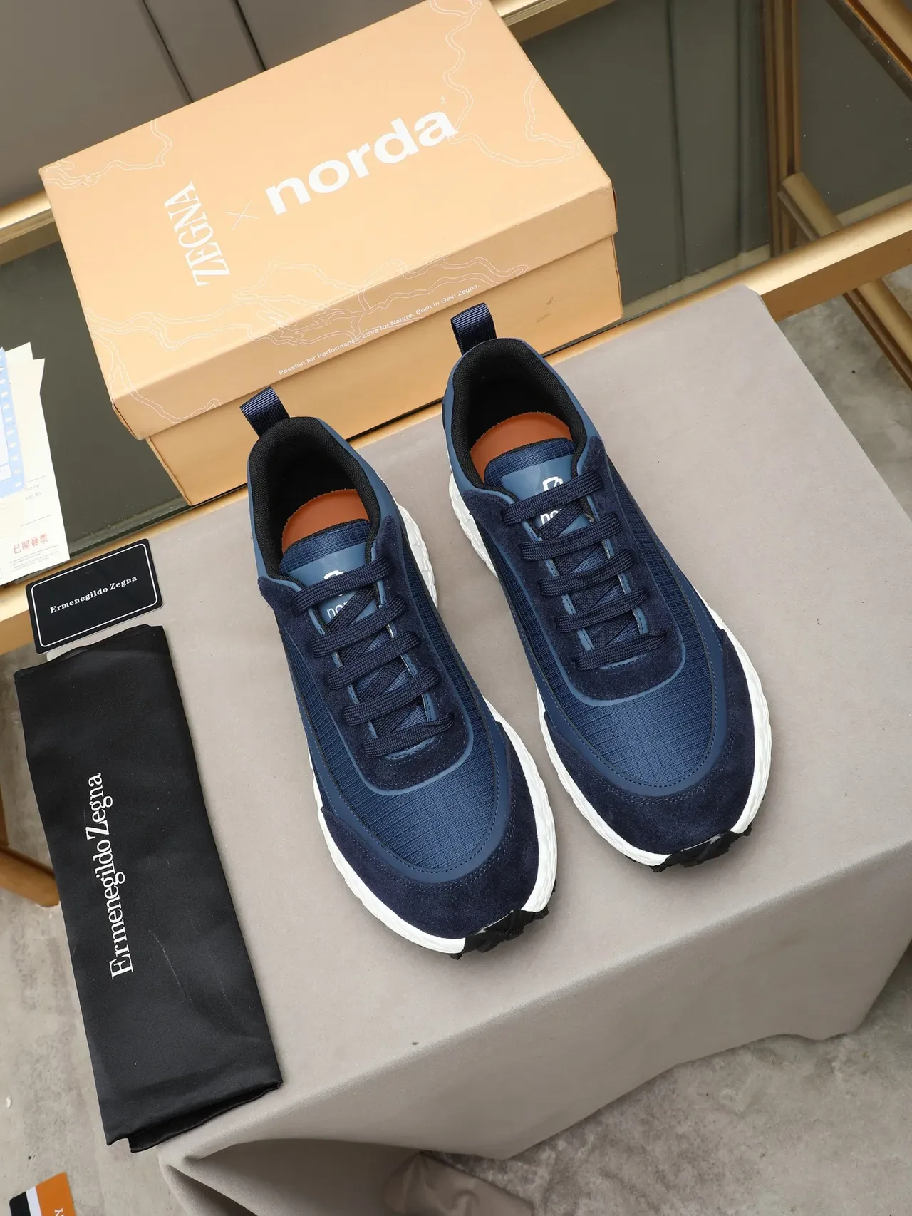 Zegna Navy Blue Suede and Textile Lifestyle Sneaker 2