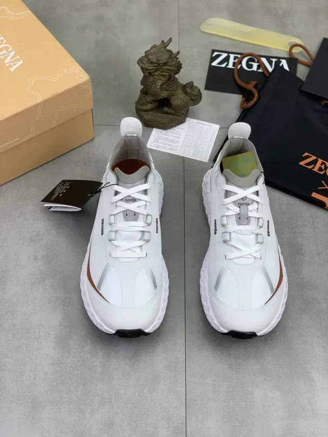 Zegna Norda White Brown Gray Lifestyle Sneakers 4
