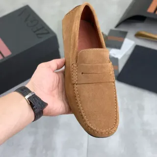 Zegna टैन स्यूड पेनी लोफर