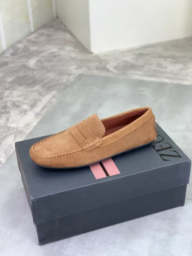 Zegna टैन स्यूड पेनी लोफर 3