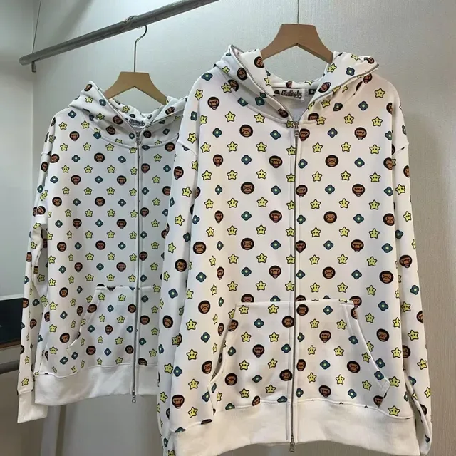 A Bathing Ape Ape Head Star Square Print White Hoodie 2