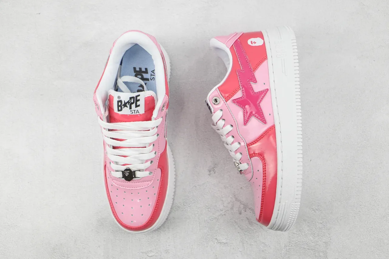 A Bathing Ape BAPE STA Glossy Pink Star Logo Lifestyle Sneakers 3