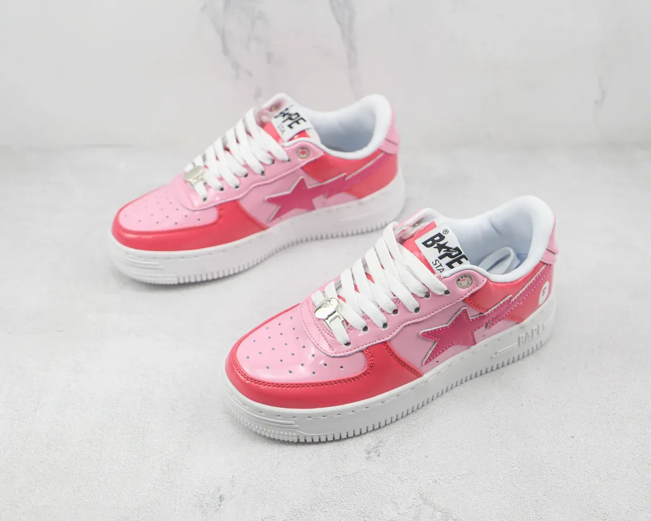 A Bathing Ape BAPE STA Glossy Pink Star Logo Lifestyle Sneakers 4