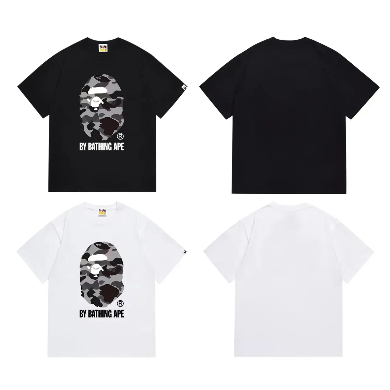 A Bathing Ape Camouflage Ape Head Graphic Black T-Shirt 2