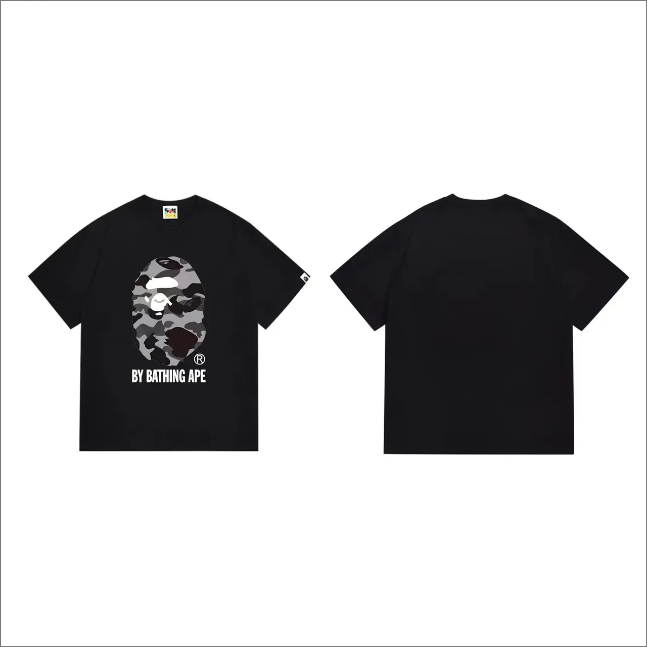 A Bathing Ape Camouflage Ape Head Graphic Black T-Shirt 3