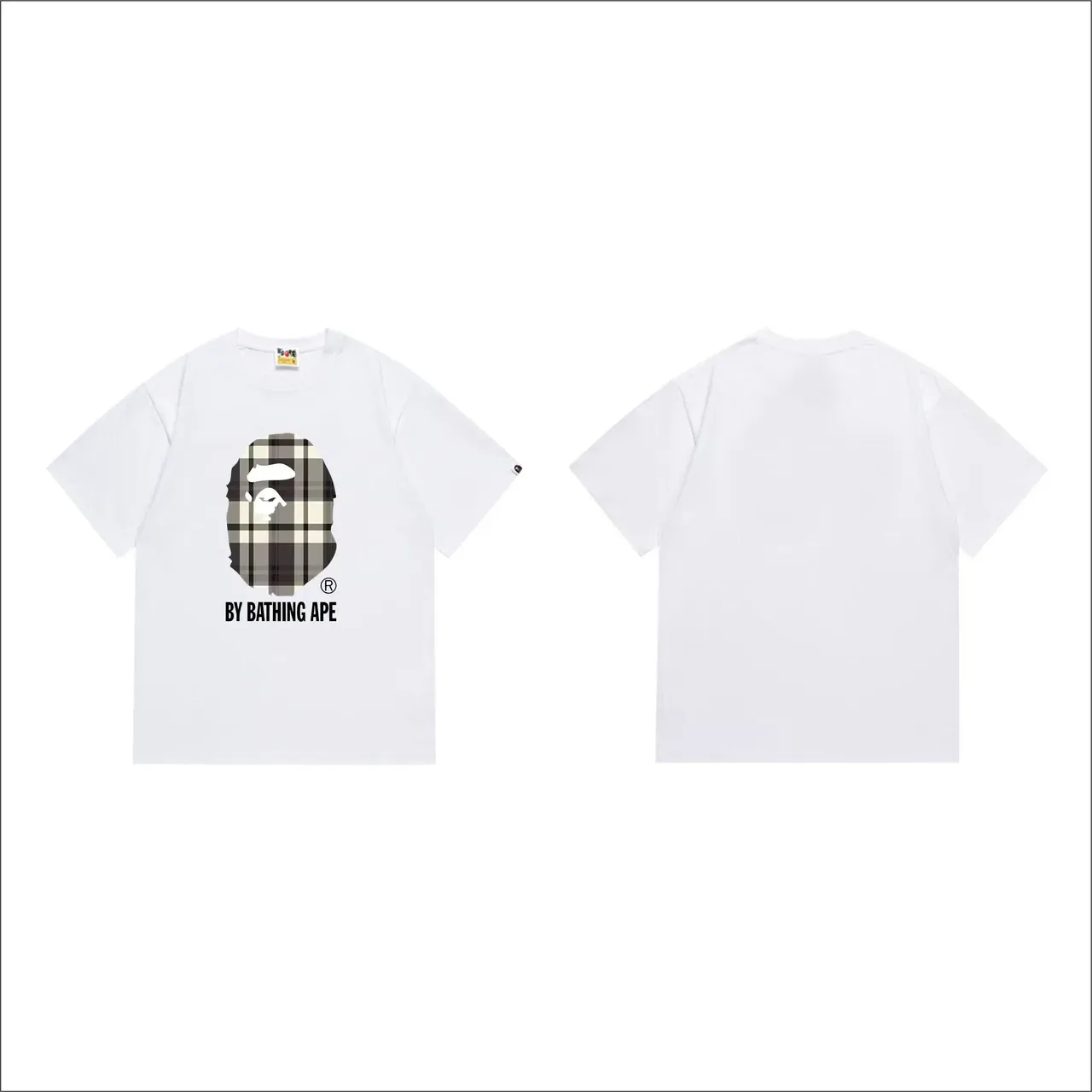 A Bathing Ape Plaid Ape Head Graphic T-Shirt 2