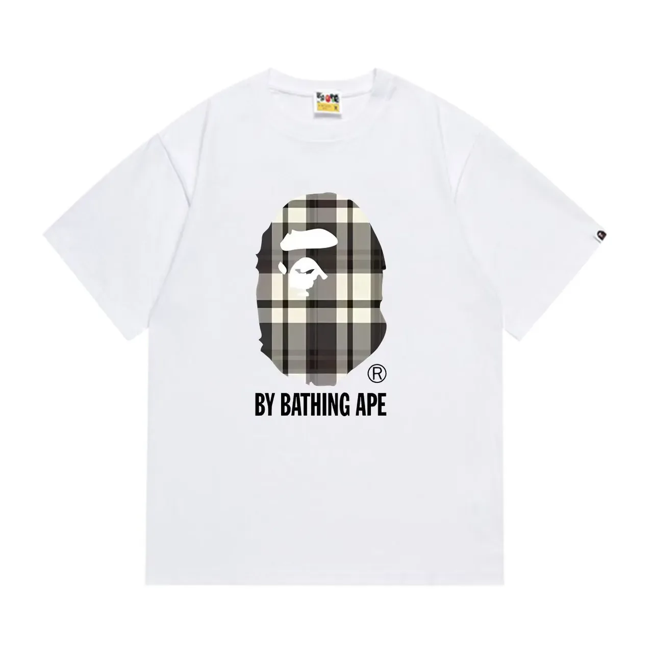 A Bathing Ape Plaid Ape Head Graphic T-Shirt 4