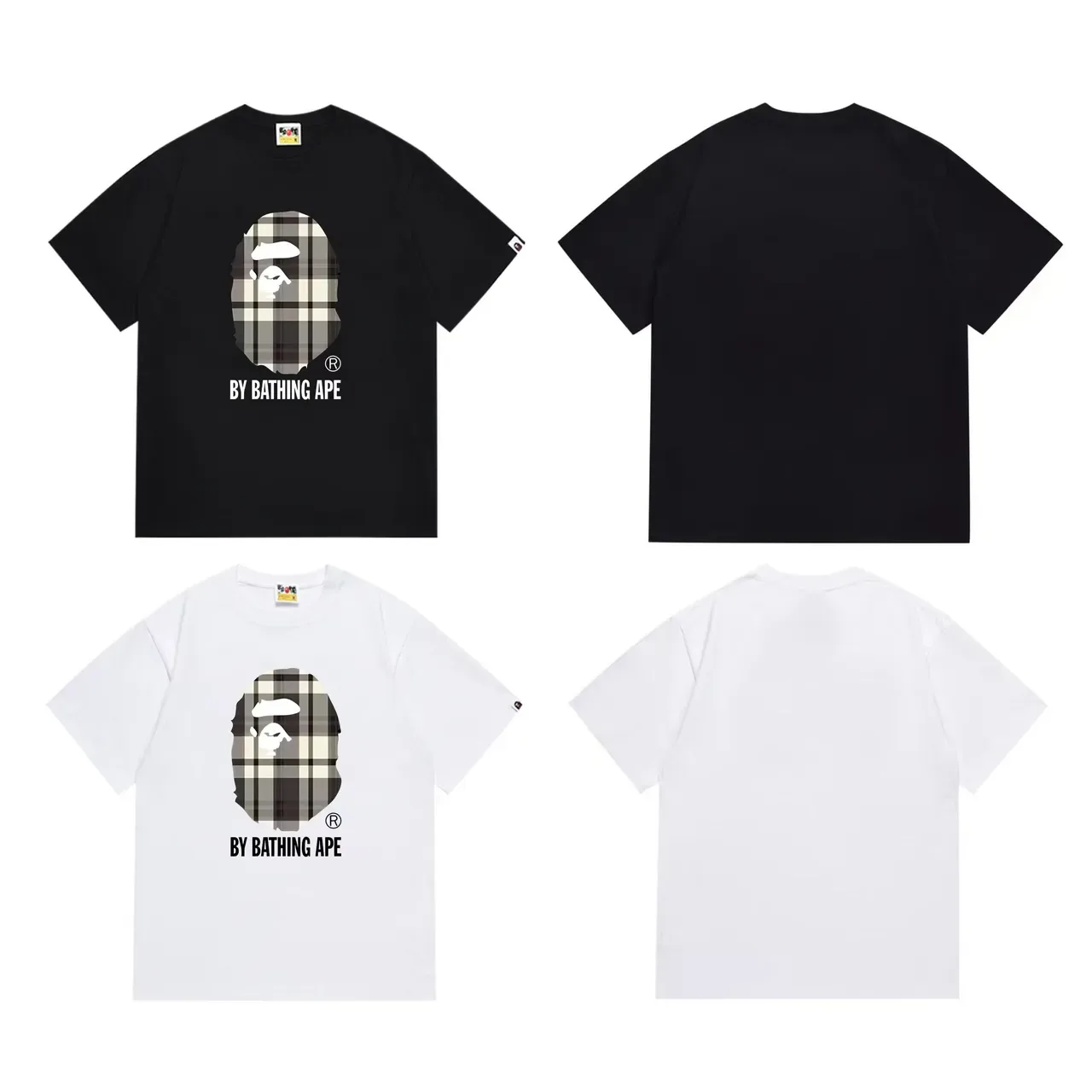A Bathing Ape Plaid Ape Head Graphic T-Shirt 6