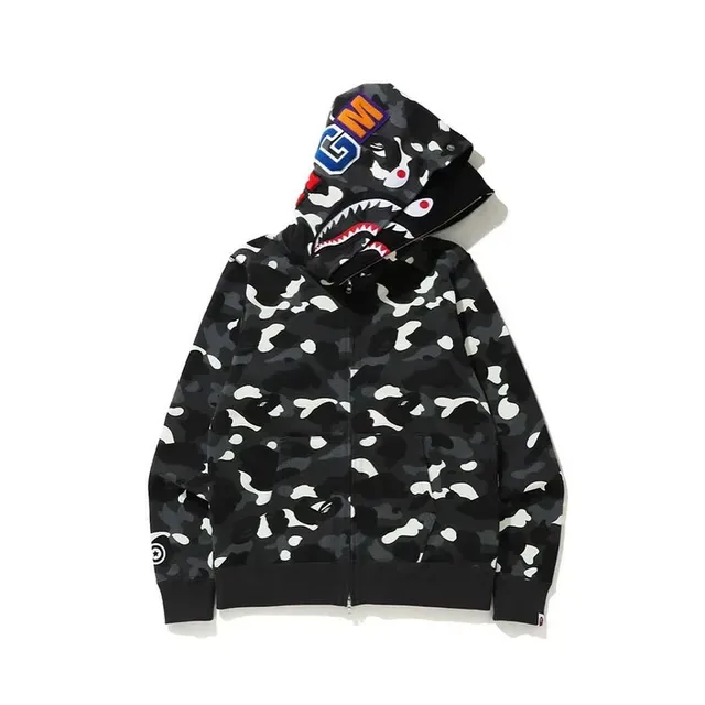 A Bathing Ape Shark White Gray Full-Zip Hood Hoodie 2