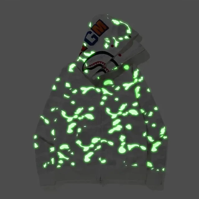 A Bathing Ape Shark White Gray Full-Zip Hood Hoodie 3