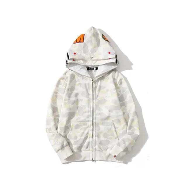 A Bathing Ape Shark White Gray Full-Zip Hood Hoodie 5