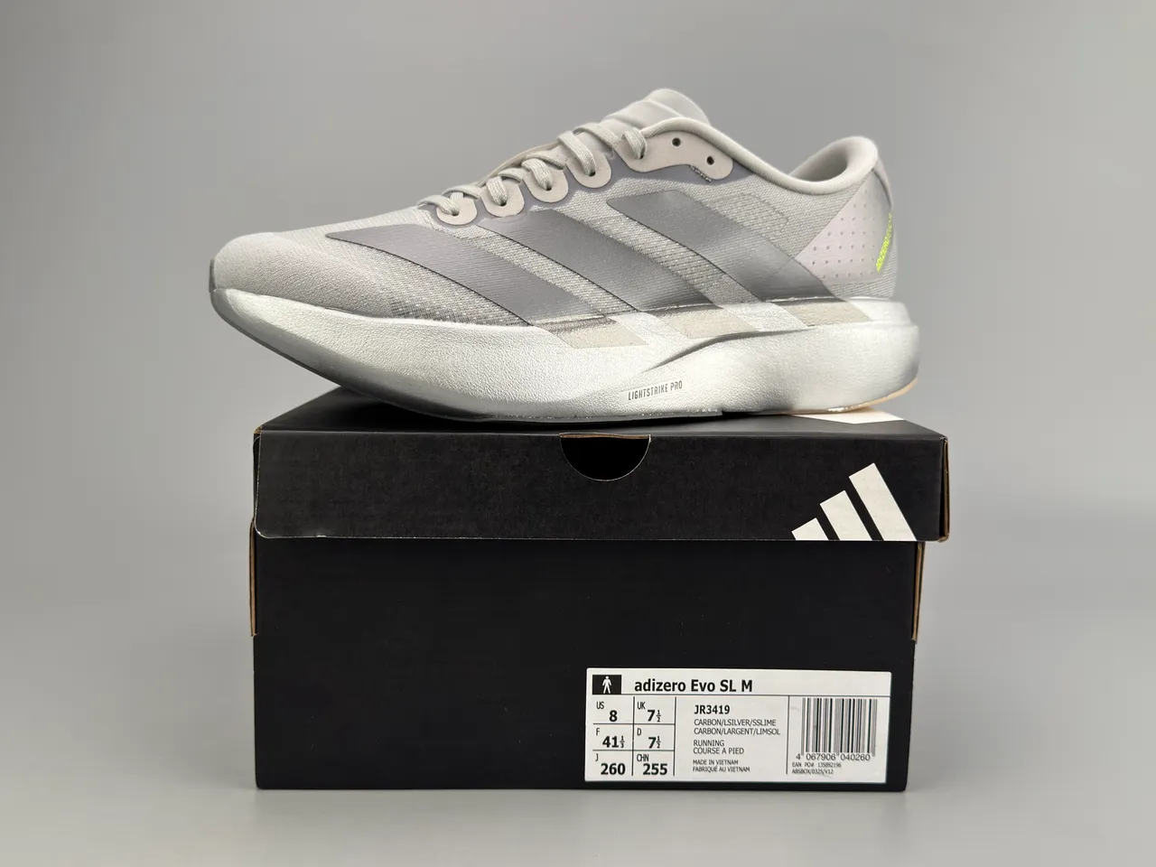 Adidas Adizero Evo.S Light Gray Running Shoes 4