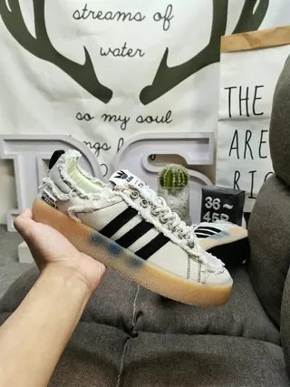 Adidas Army Green Black Distressed Frayed Textile Deconstructed Overlay Lifestyle Sneakers 5
