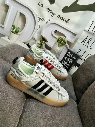 Adidas Army Green Black Distressed Frayed Textile Deconstructed Overlay Lifestyle Sneakers 9